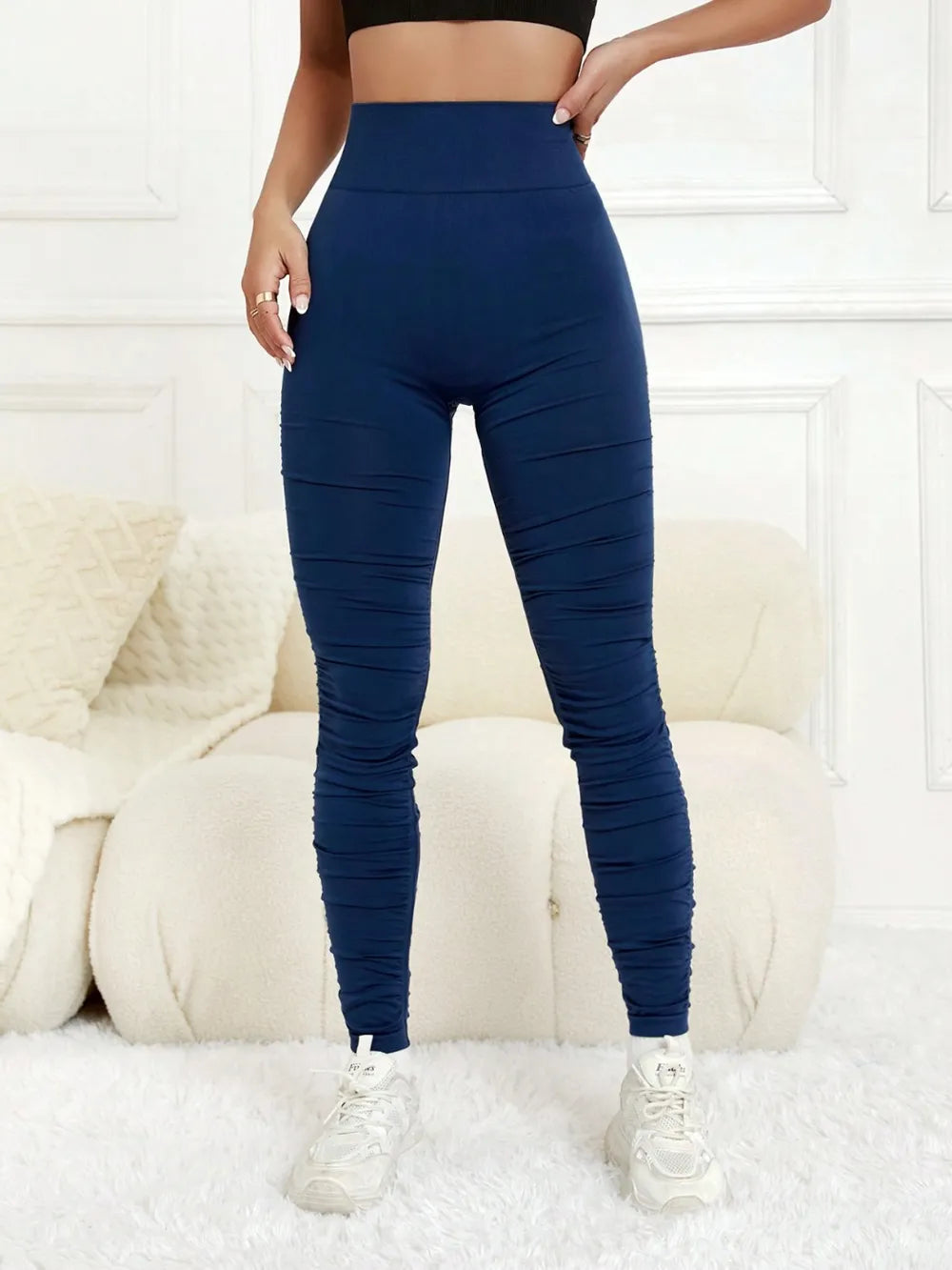 Ruched High Waist Active Leggings – Trendsi | ClozArt