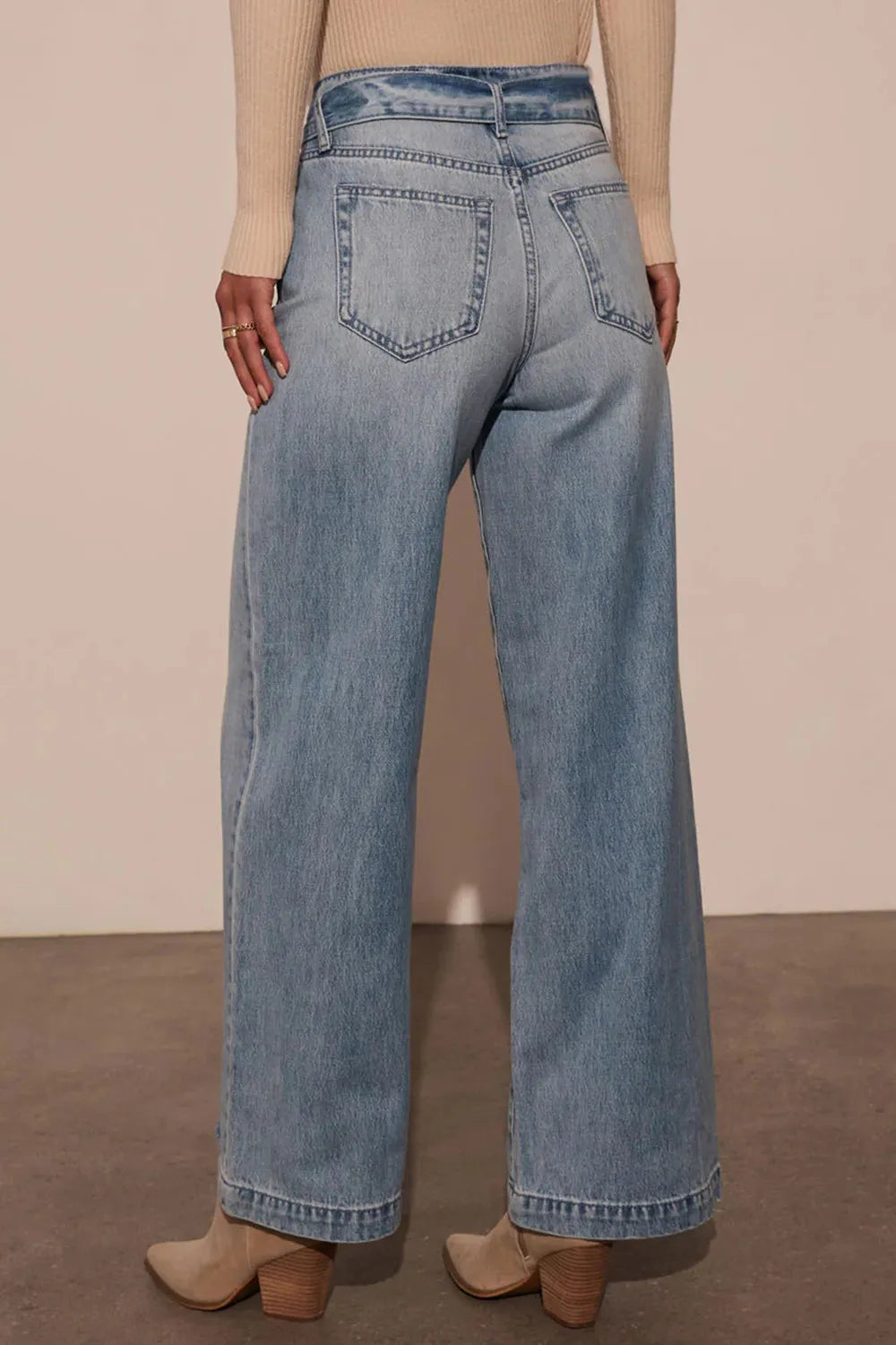 Tied Wide Leg Jeans with Pockets – Trendsi | ClozArt