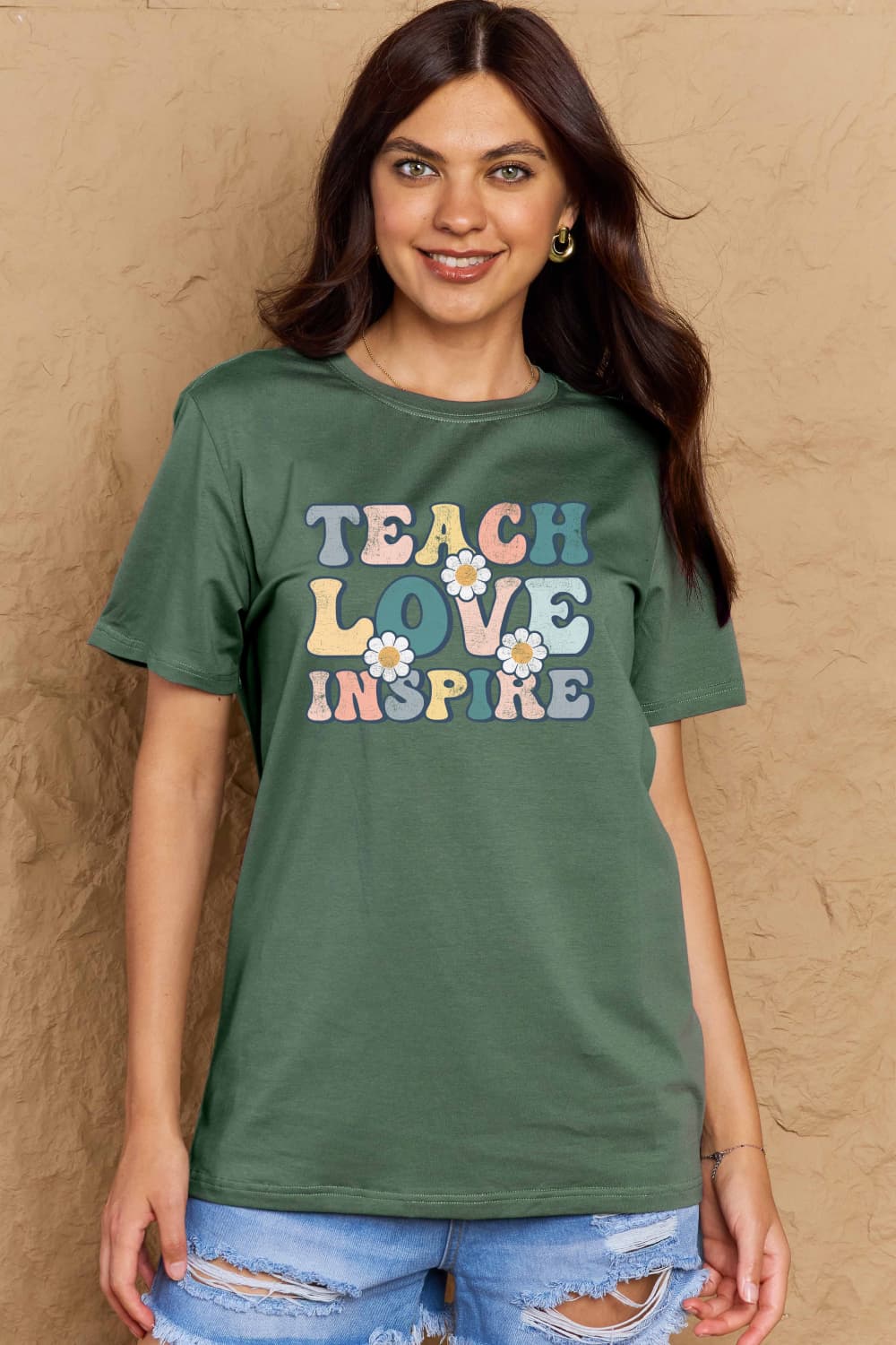 Simply Love Full Size TEACH LOVE INSPIRE Graphic Cotton T-Shirt – Trendsi | ClozArt