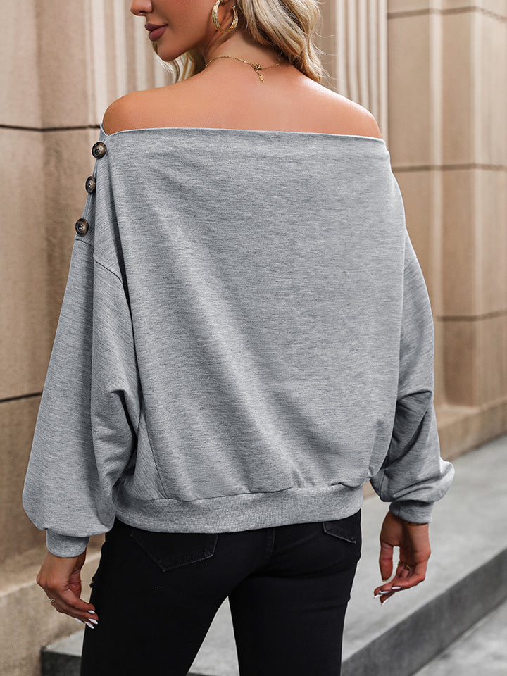 Perfee Off Shoulder Long Sleeve Buttoned Blouse – Trendsi | ClozArt
