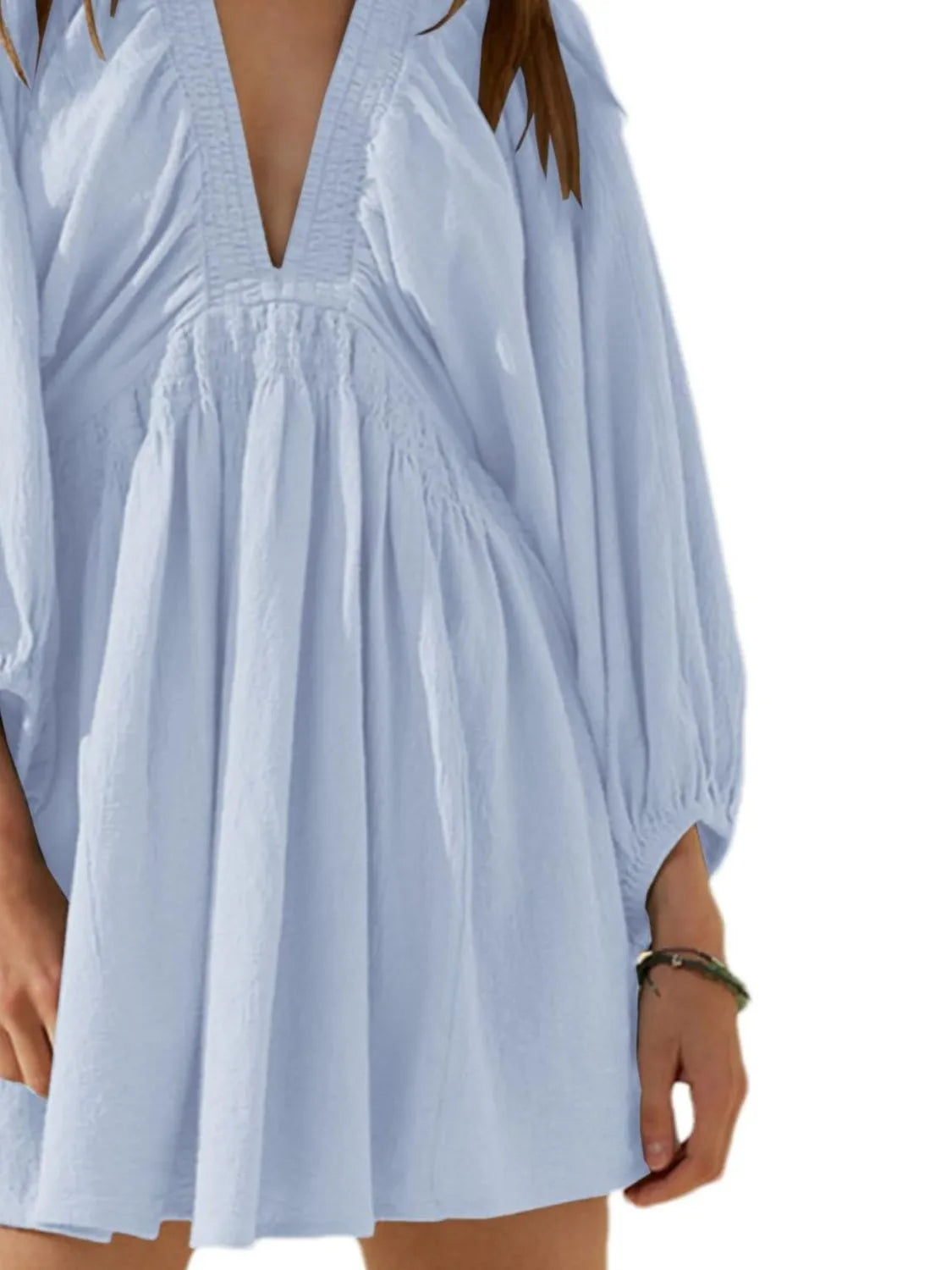 Textured V-Neck Mini Dress – Trendsi | ClozArt