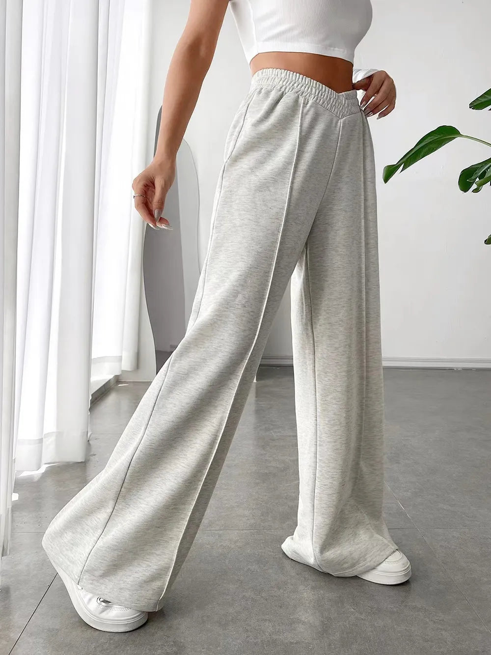 Elastic Waist Wide Leg Pants – Trendsi | ClozArt