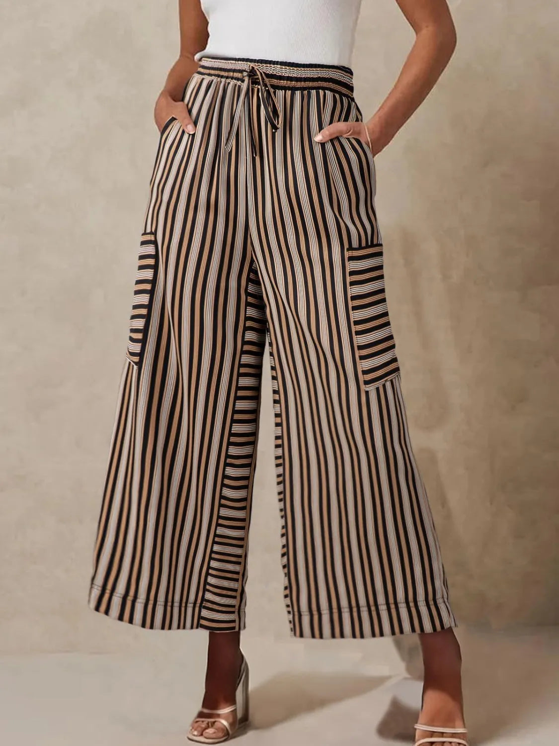 Contrast Striped Wide leg Pants – Trendsi | ClozArt