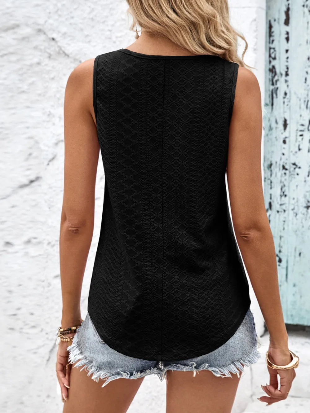 Eyelet Wide Strap Tank – Trendsi | ClozArt