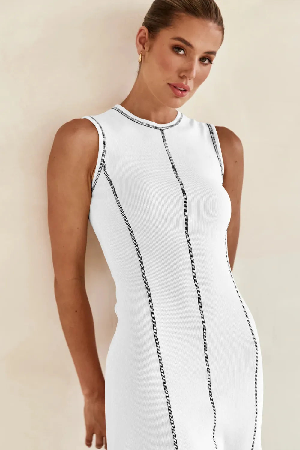 Contrast Stitching Maxi Tank Dress – Trendsi | ClozArt