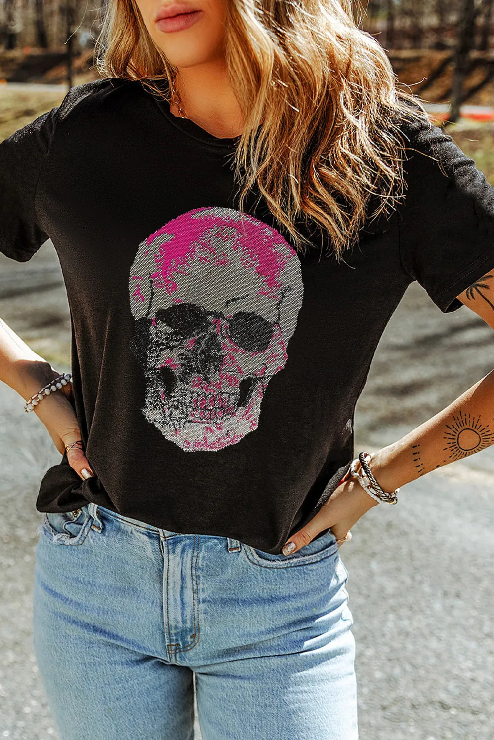 Skull Round Neck Short Sleeve T-Shirt – Trendsi | ClozArt