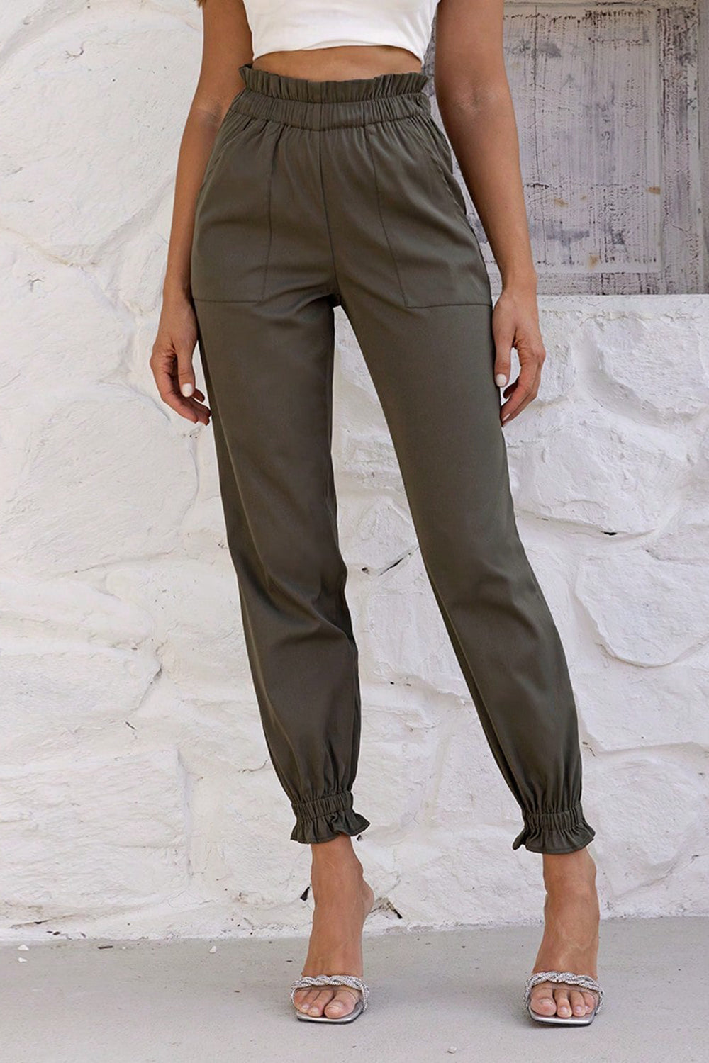 Paperbag Waist Pants with Pockets – Trendsi | ClozArt