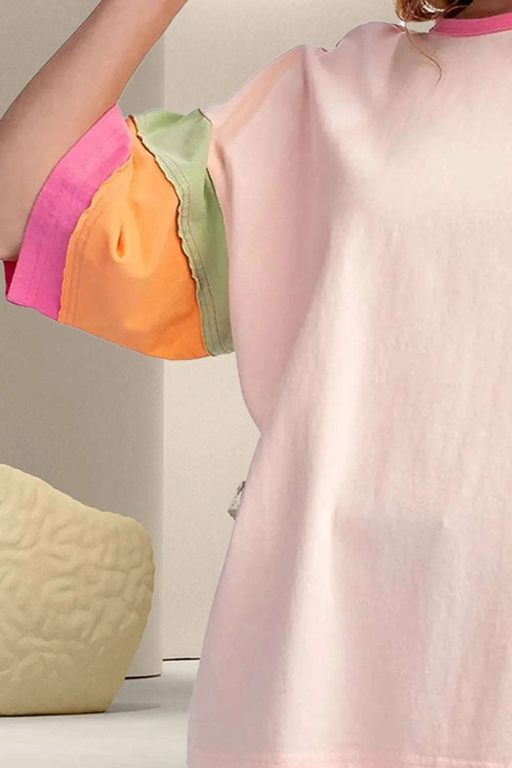 Color Block Round Neck Half Sleeve T-Shirt – Trendsi | ClozArt
