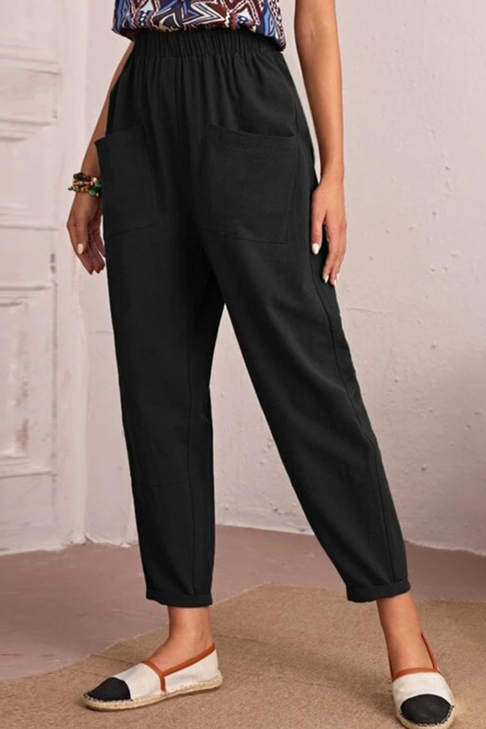 Elastic Waist Pocket Tapered Pants – Trendsi | ClozArt
