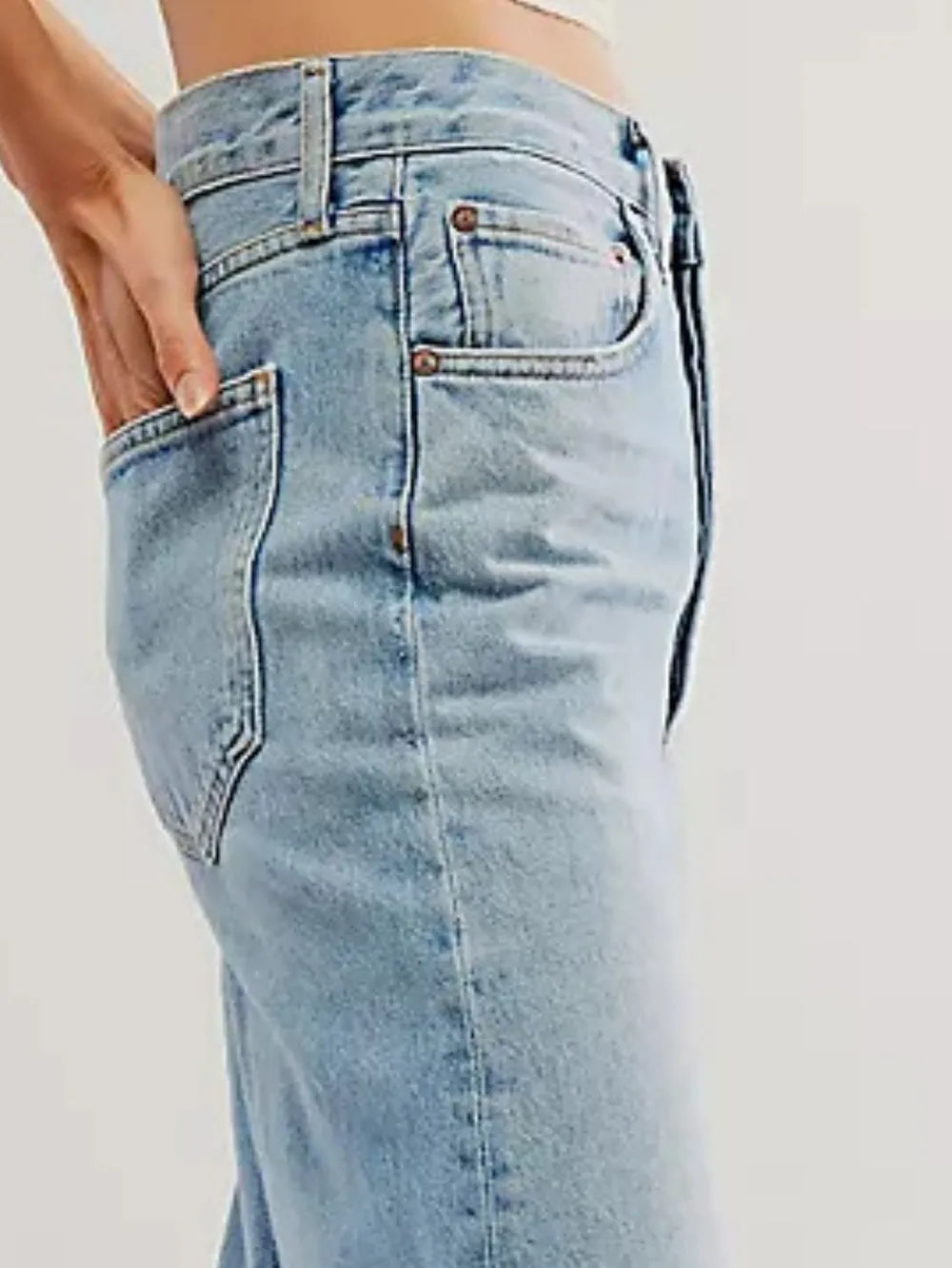 Cuffed Jeans with Pockets – Trendsi | ClozArt