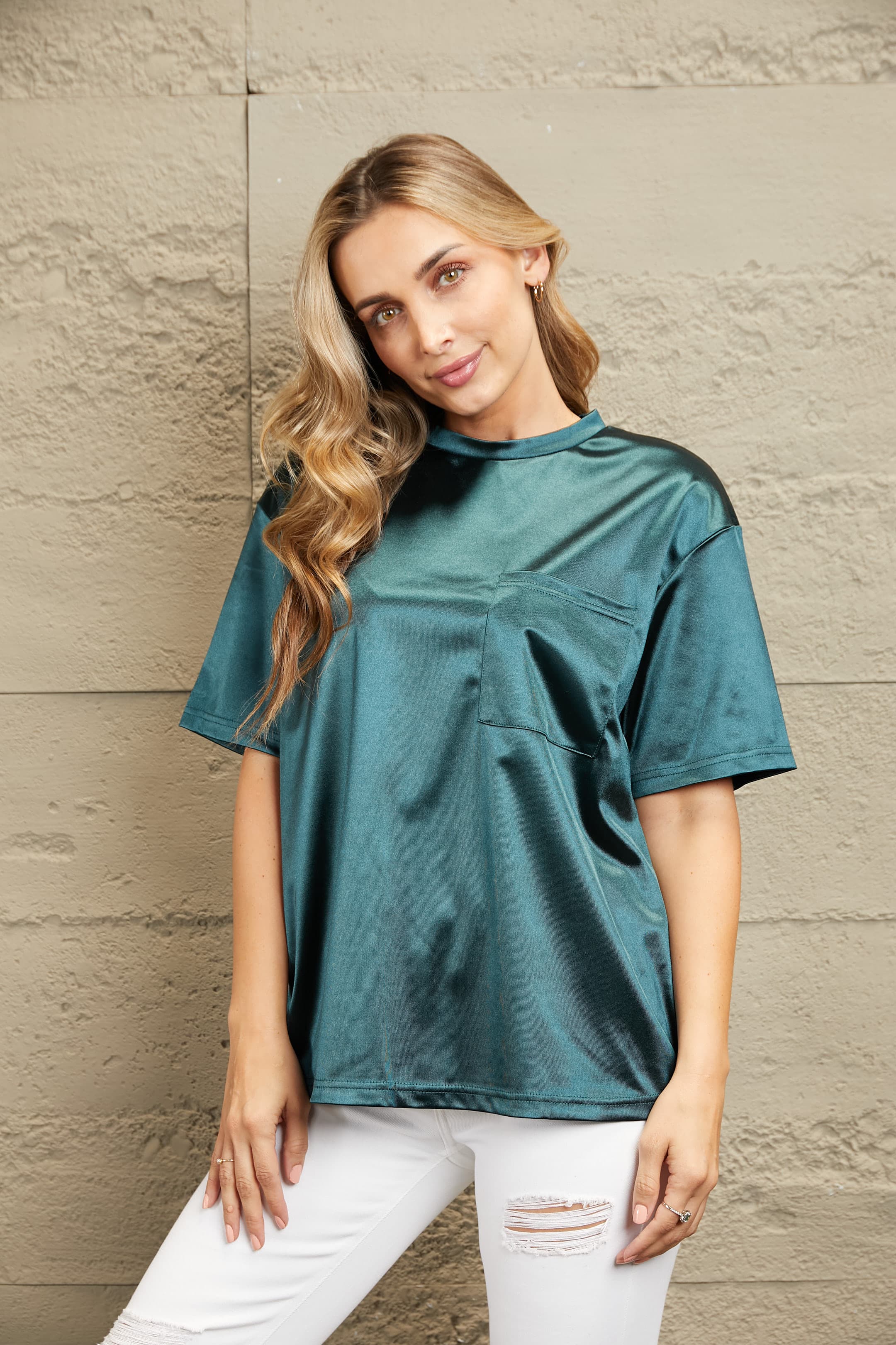 Round Neck Dropped Shoulder Top – Trendsi | ClozArt