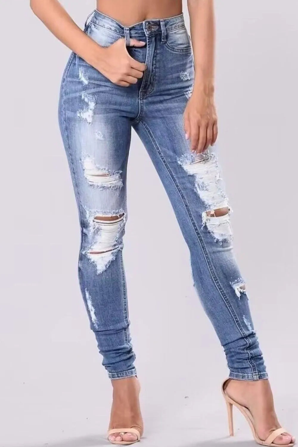Full Size Distressed Skinny Jeans Plus Size – Trendsi | ClozArt
