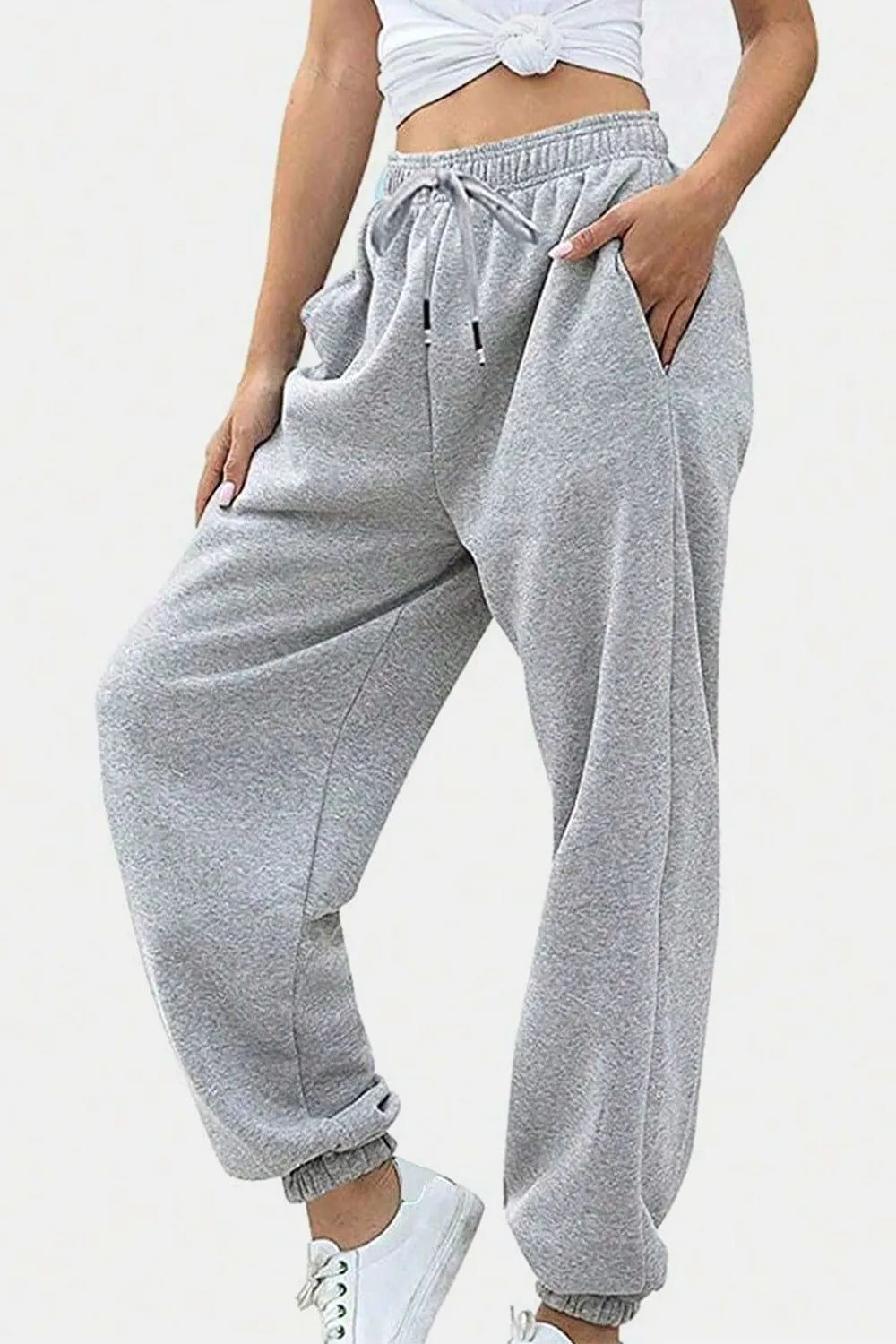 Elastic Waist Joggers with Pockets – Trendsi | ClozArt