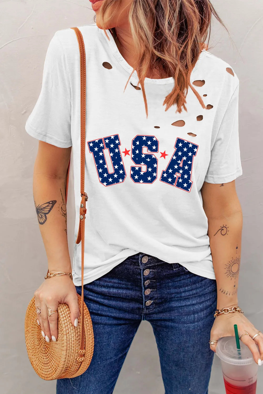 USA Round Neck Short Sleeve T-Shirt – Trendsi | ClozArt
