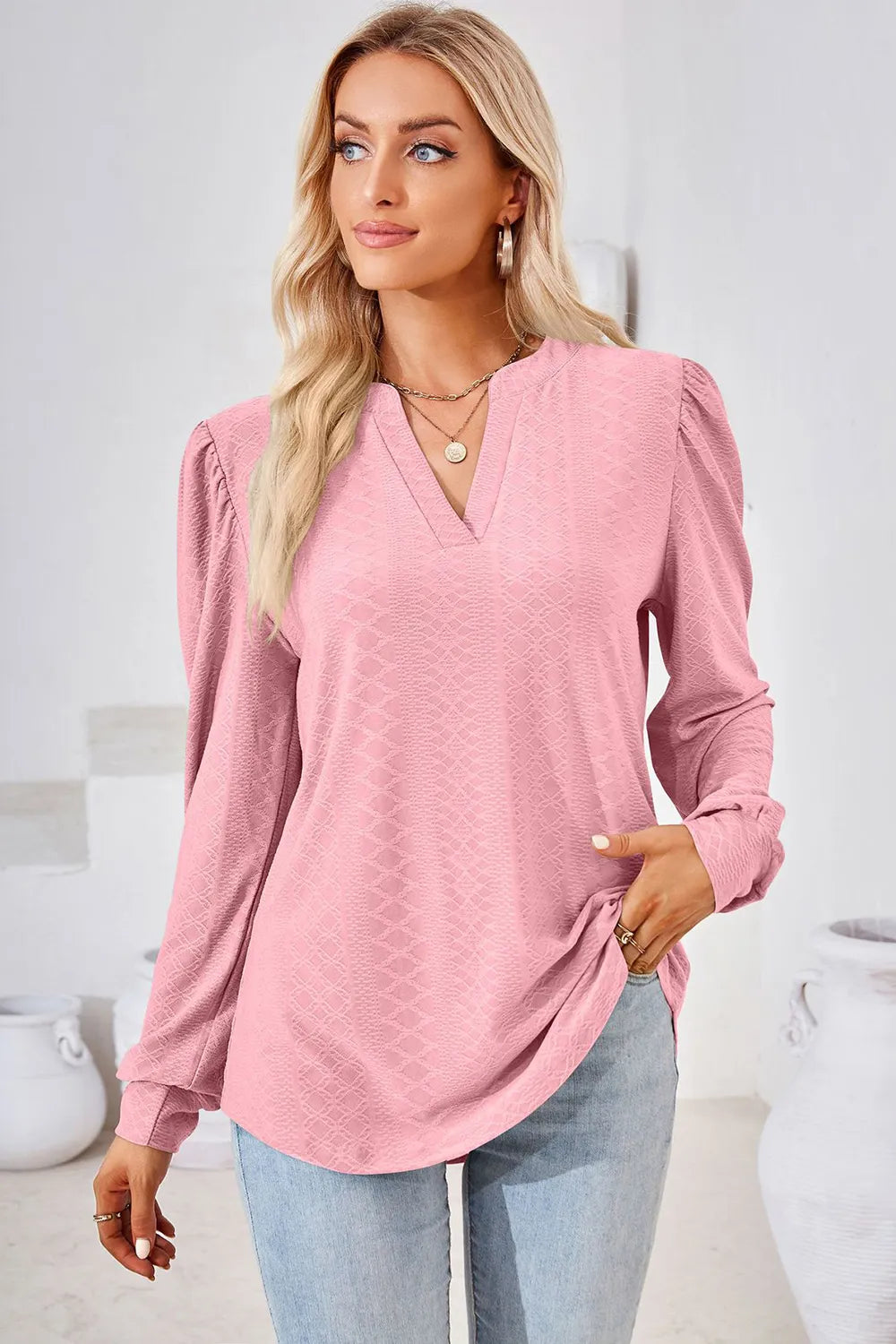 Notched Long Sleeve T-Shirt – Trendsi | ClozArt