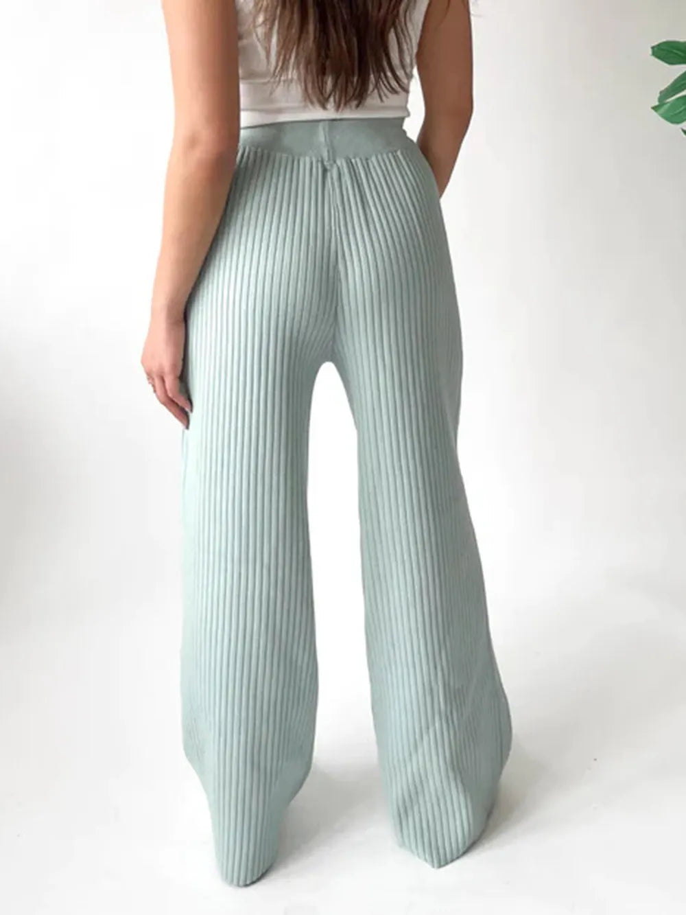 Ribbed Wide Leg Sweater Pants – Trendsi | ClozArt