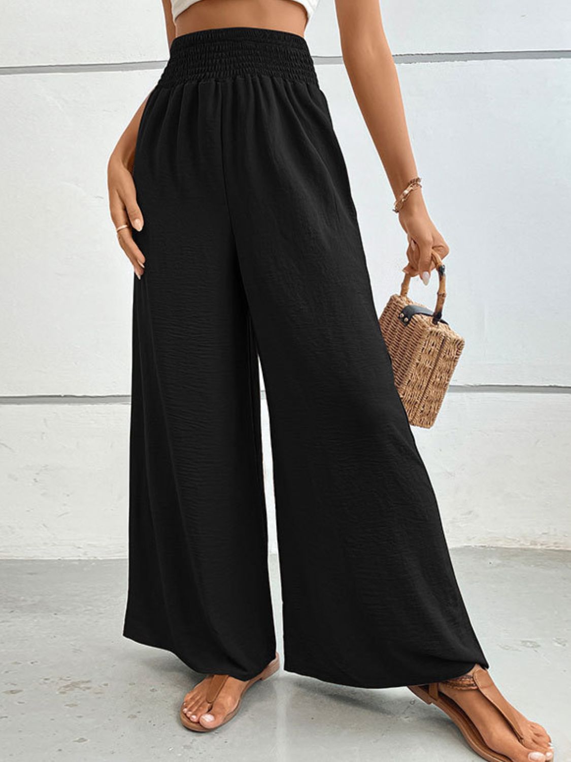 Perfee Wide Waistband Relax Fit Long Pants – Trendsi | ClozArt