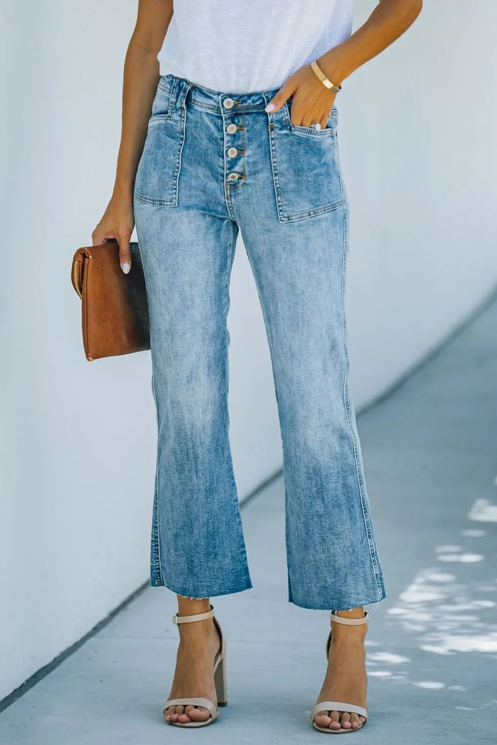 Washed Bootcut Jeans with Pockets – Trendsi | ClozArt
