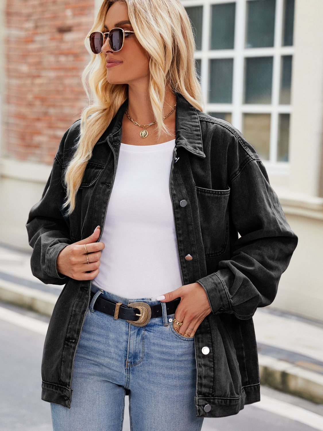 Button Up Denim Jacket with Pockets – Trendsi | ClozArt