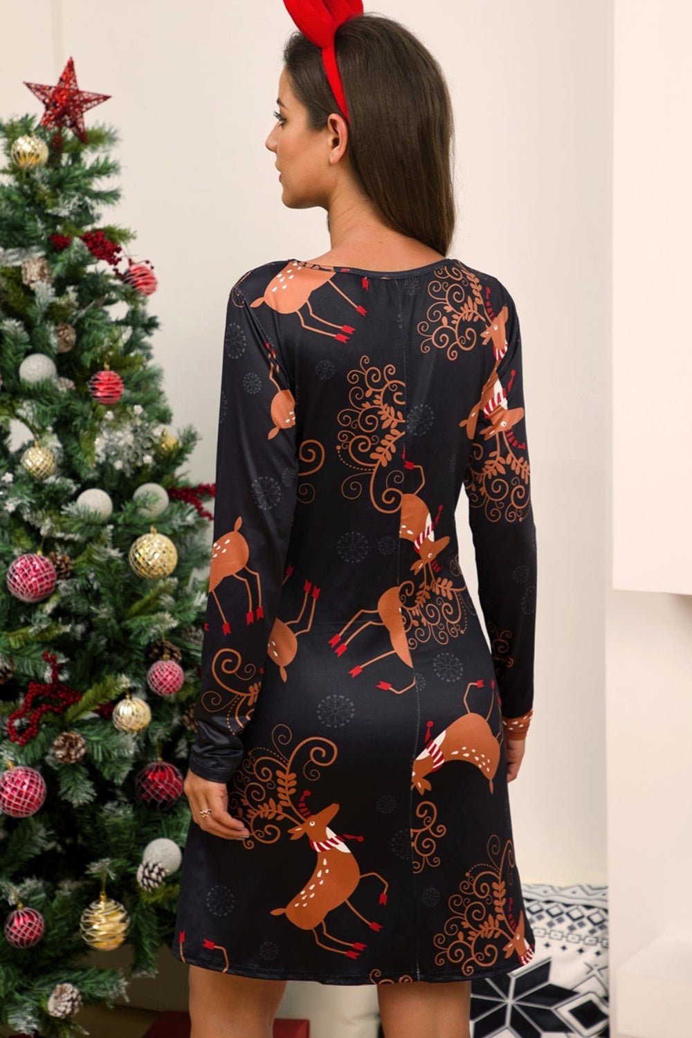 Full Size Christmas Long Sleeve Dress – Trendsi | ClozArt