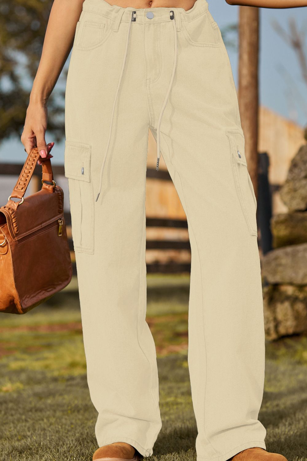Loose Fit Drawstring Jeans with Pocket – Trendsi | ClozArt