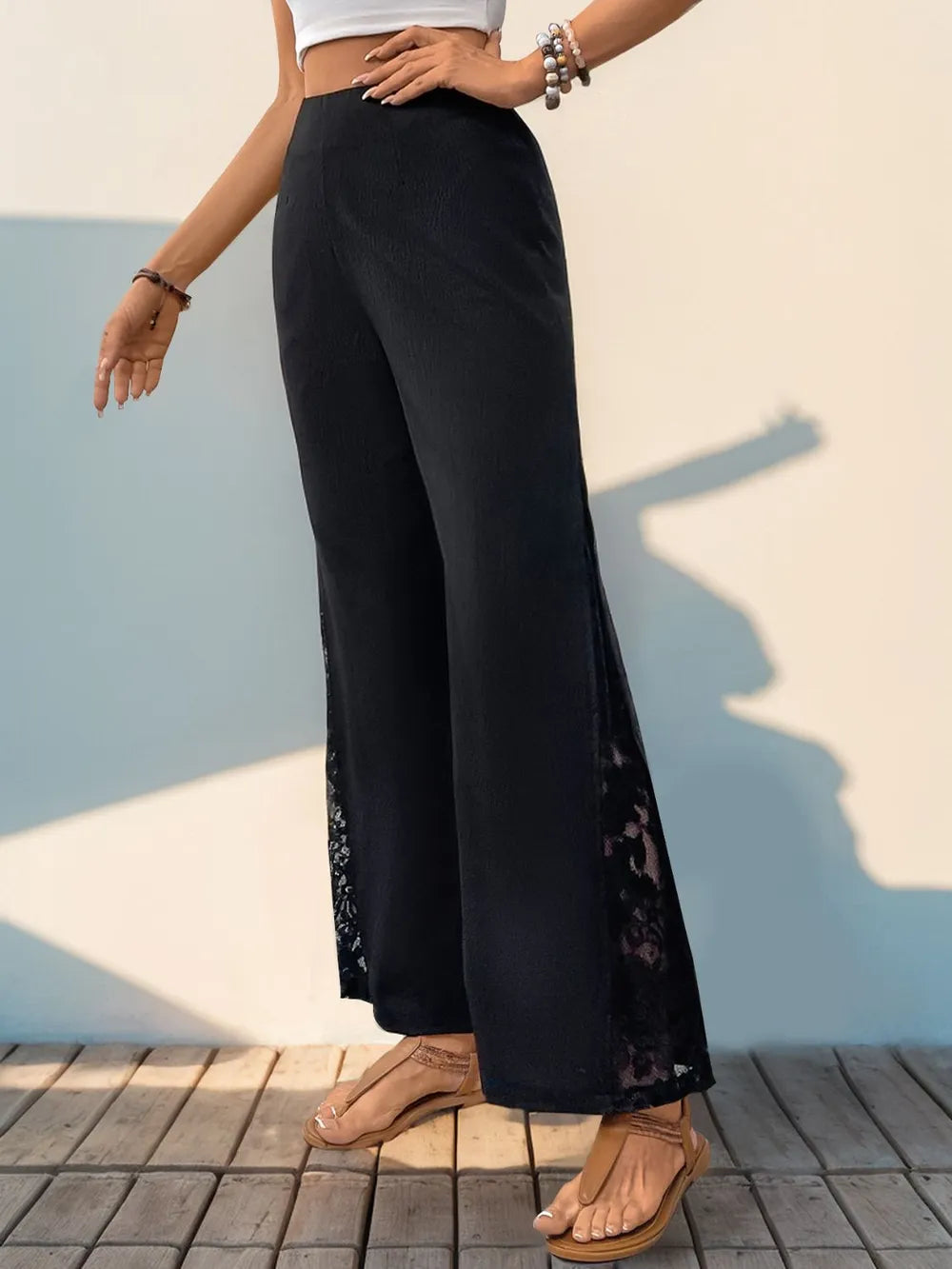 Perfee Lace Detail Wide Leg Pants – Trendsi | ClozArt