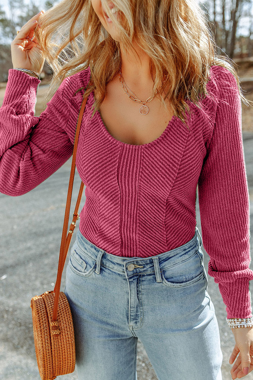 Scoop Neck Long Sleeve Top – Trendsi | ClozArt