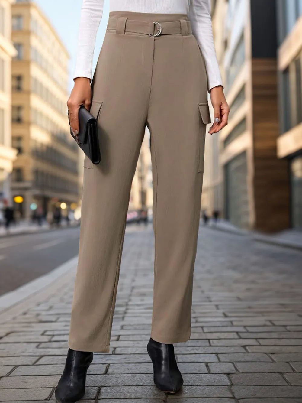 Perfee High Waist Straight Pants – Trendsi | ClozArt