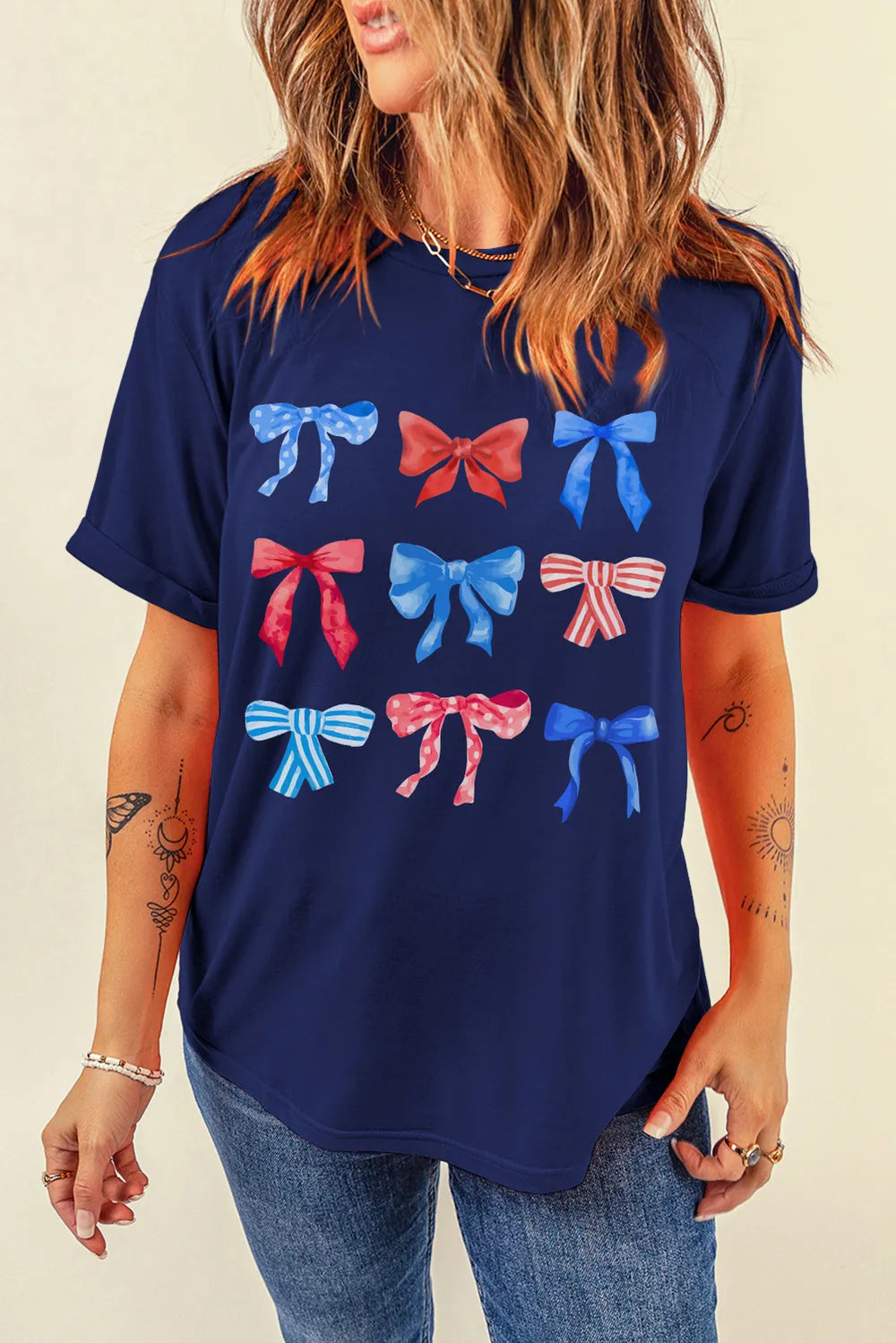Bow Graphic Round Neck Short Sleeve T-Shirt – Trendsi | ClozArt