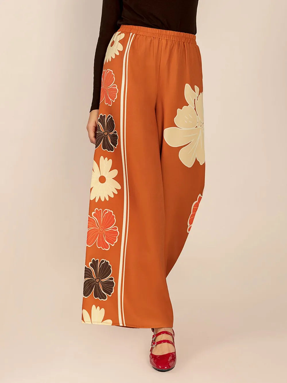 Printed Elastic Waist Wide Leg Pants – Trendsi | ClozArt