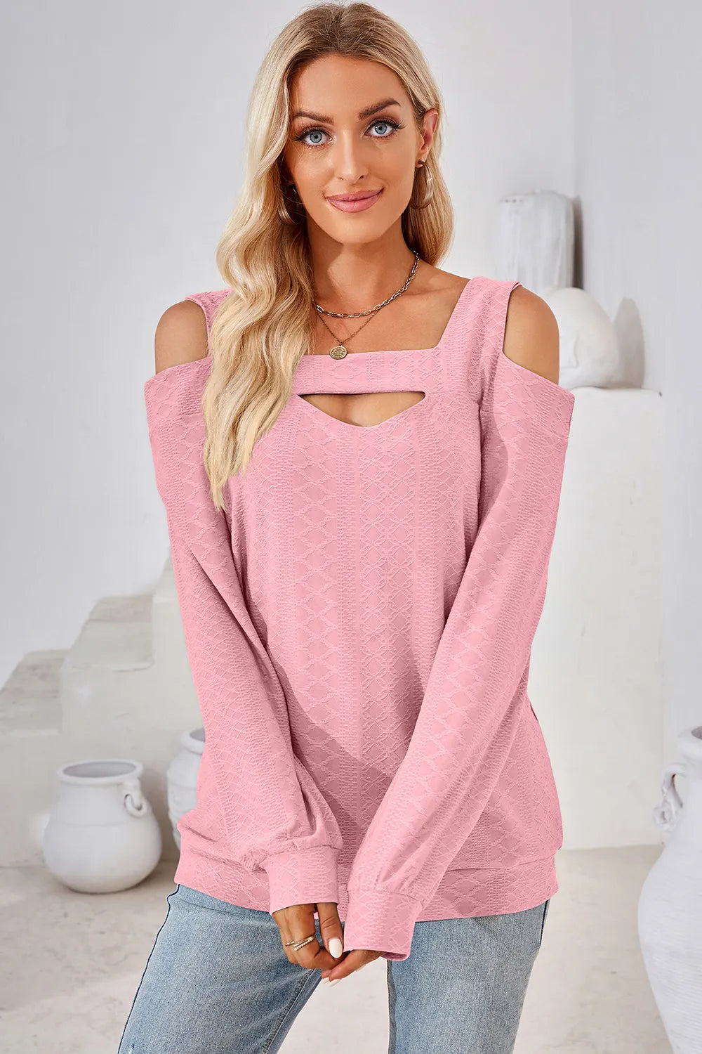 Cutout Square Neck Cold Shoulder T-Shirt – Trendsi | ClozArt