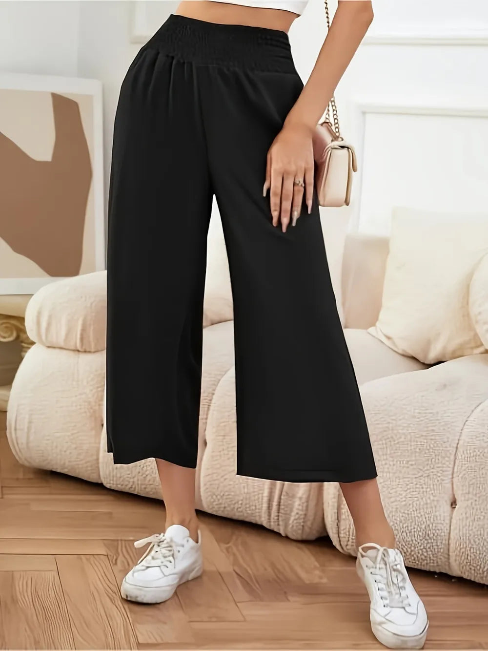 Elastic Waist Wide Leg Pants – Trendsi | ClozArt