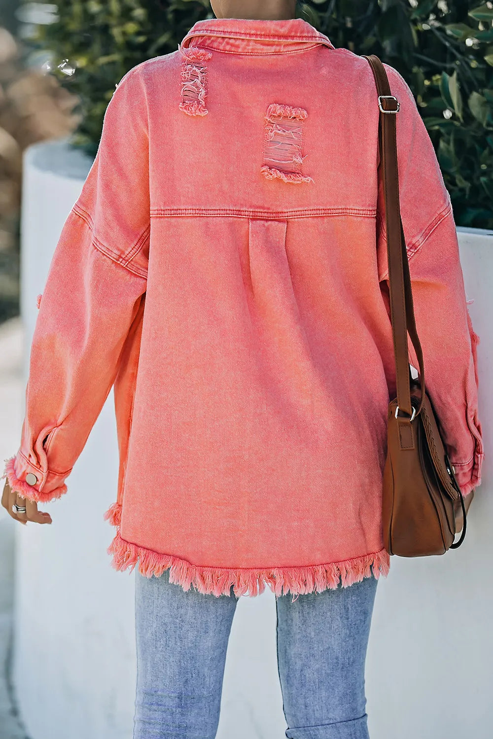 Distressed Button Up Raw Hem Denim Jacket – Trendsi | ClozArt
