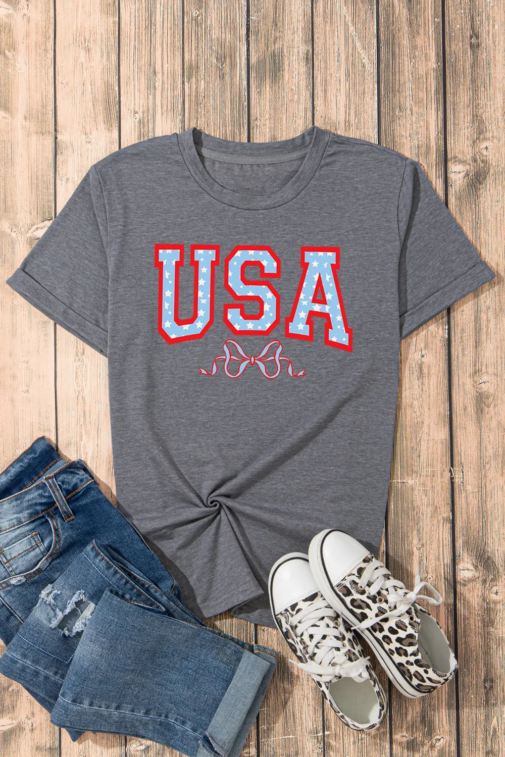 USA Round Neck Short Sleeve T-Shirt – Trendsi | ClozArt