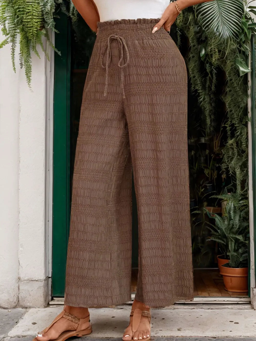 Perfee Tied Wide Leg Pants – Trendsi | ClozArt