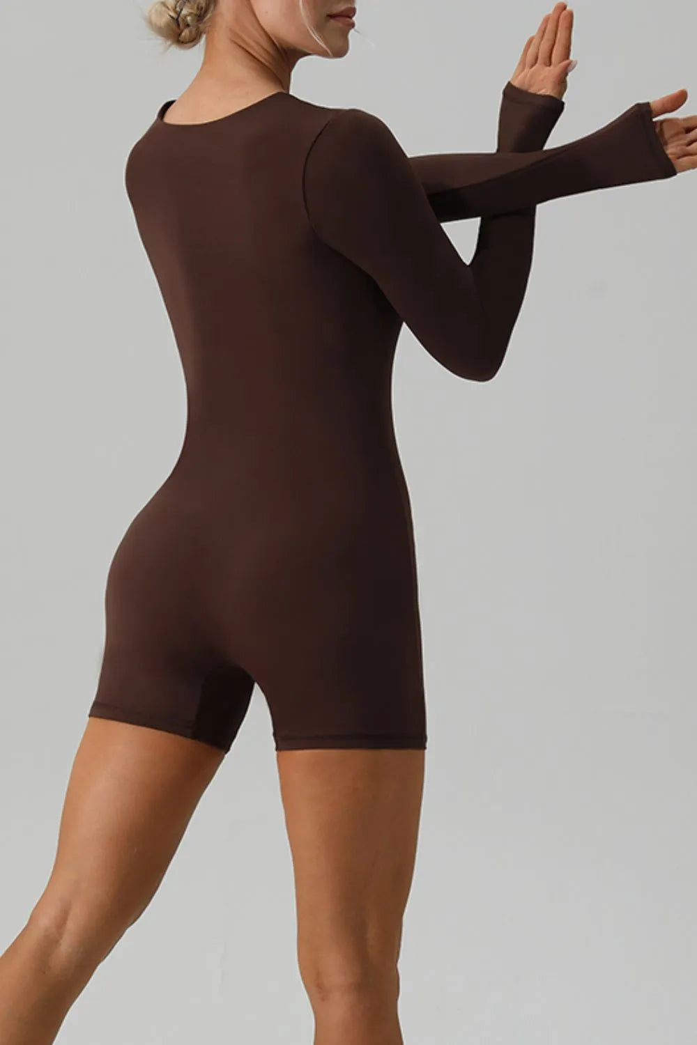 Square Neck Long Sleeve Active Romper – Trendsi | ClozArt