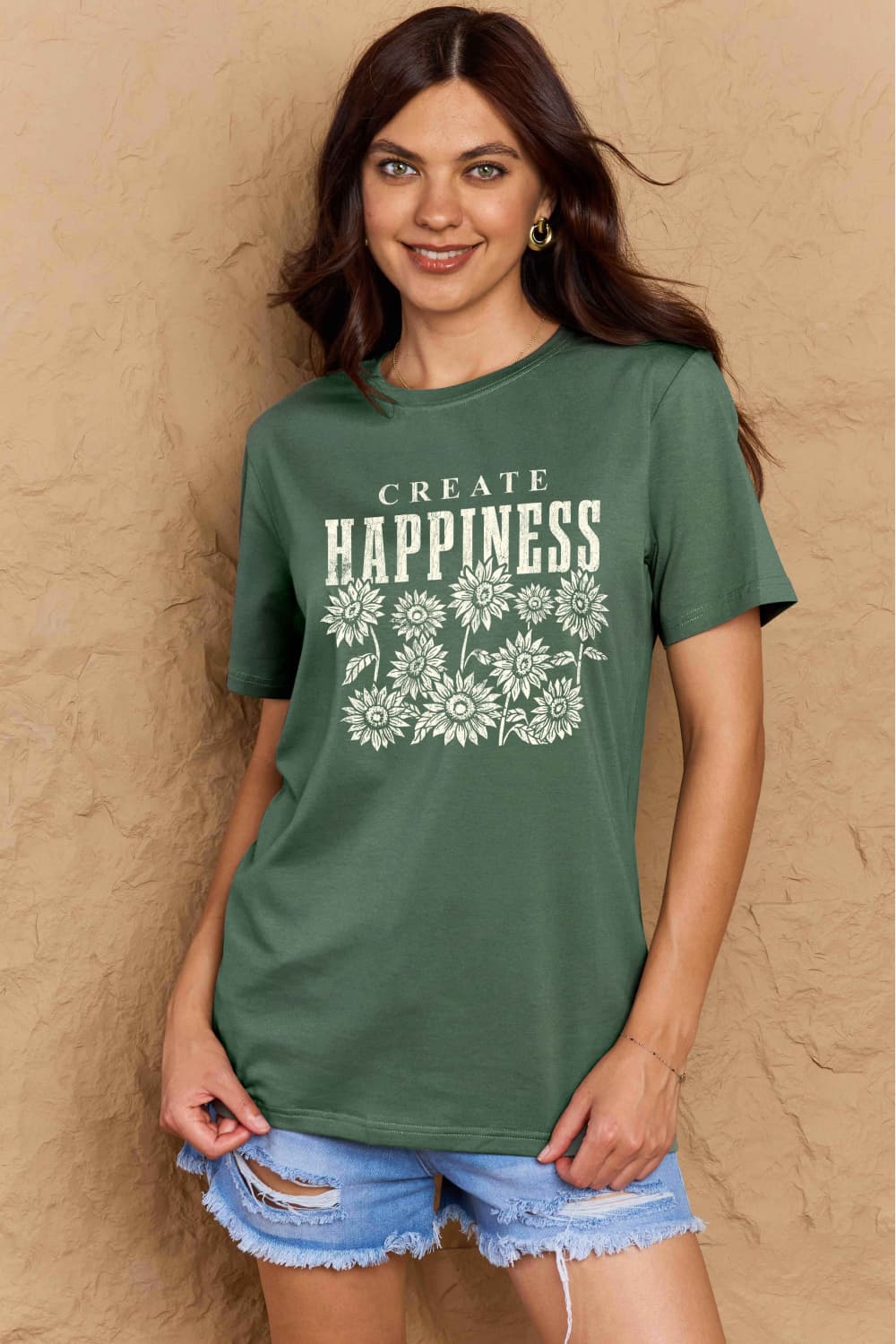 Simply Love Full Size CREATE HAPPINESS Graphic Cotton T-Shirt – Trendsi | ClozArt