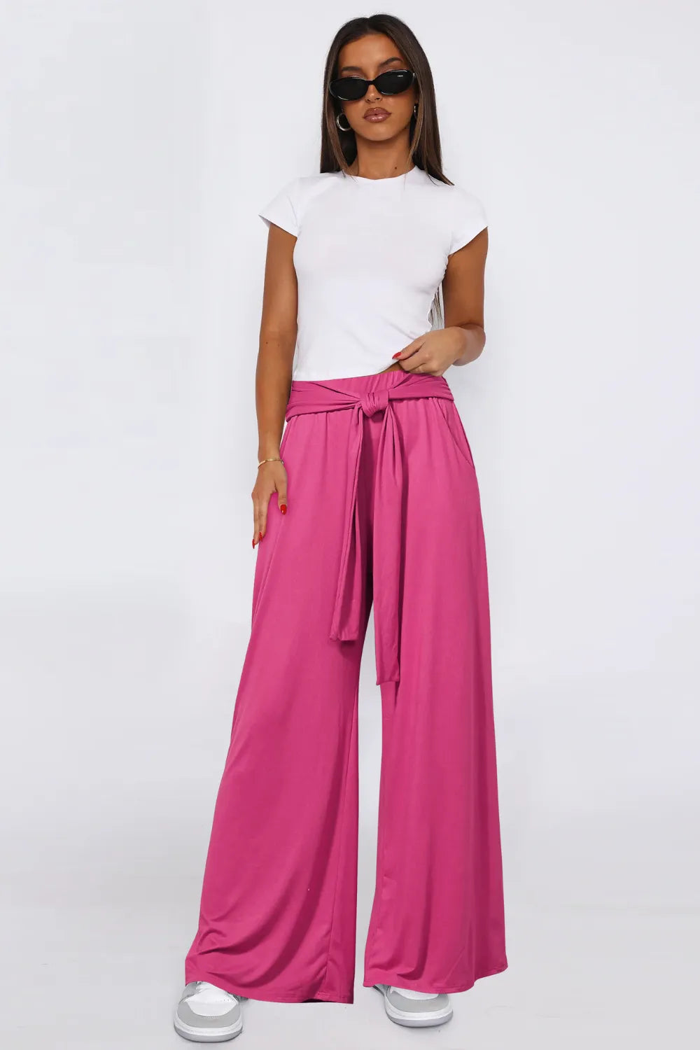 Tied Wide Leg Pants with Pockets – Trendsi | ClozArt