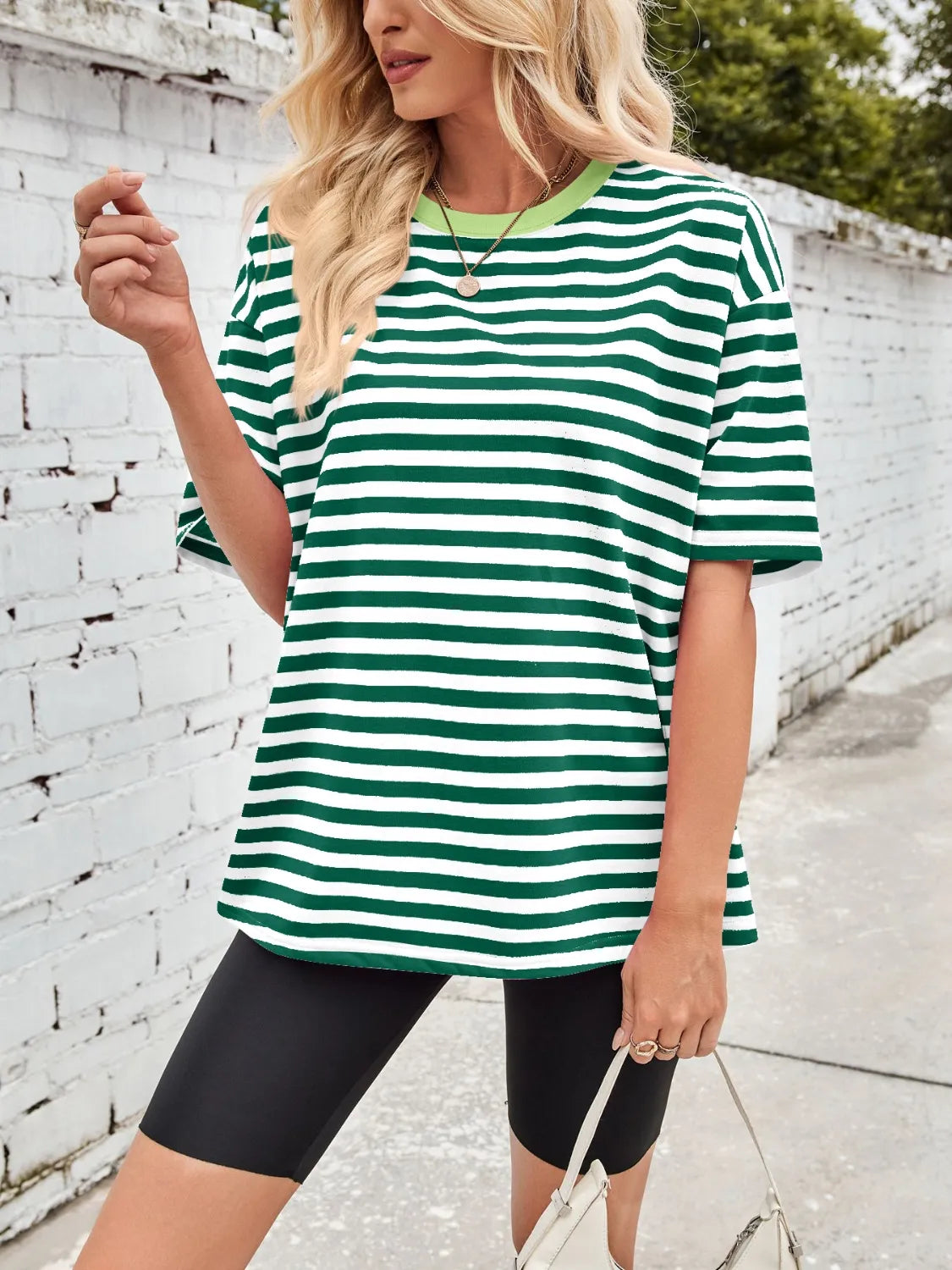 Contrast Striped Round Neck T-Shirt – Trendsi | ClozArt