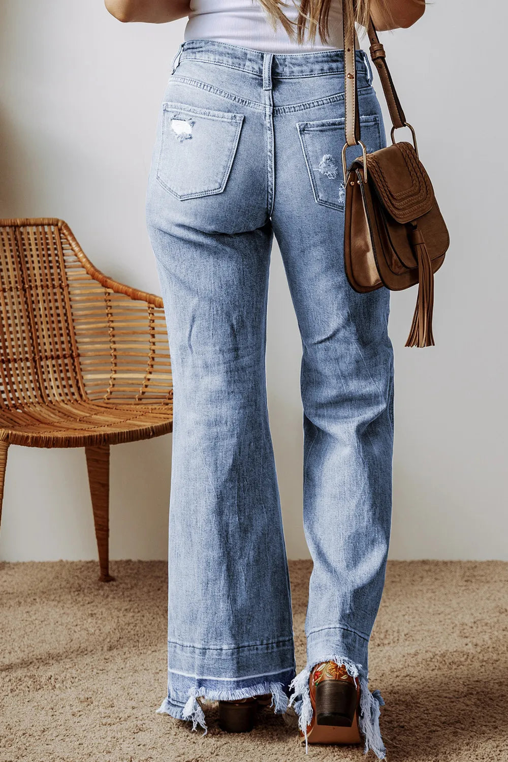 Raw Hem Bootcut Jeans with Pockets – Trendsi | ClozArt