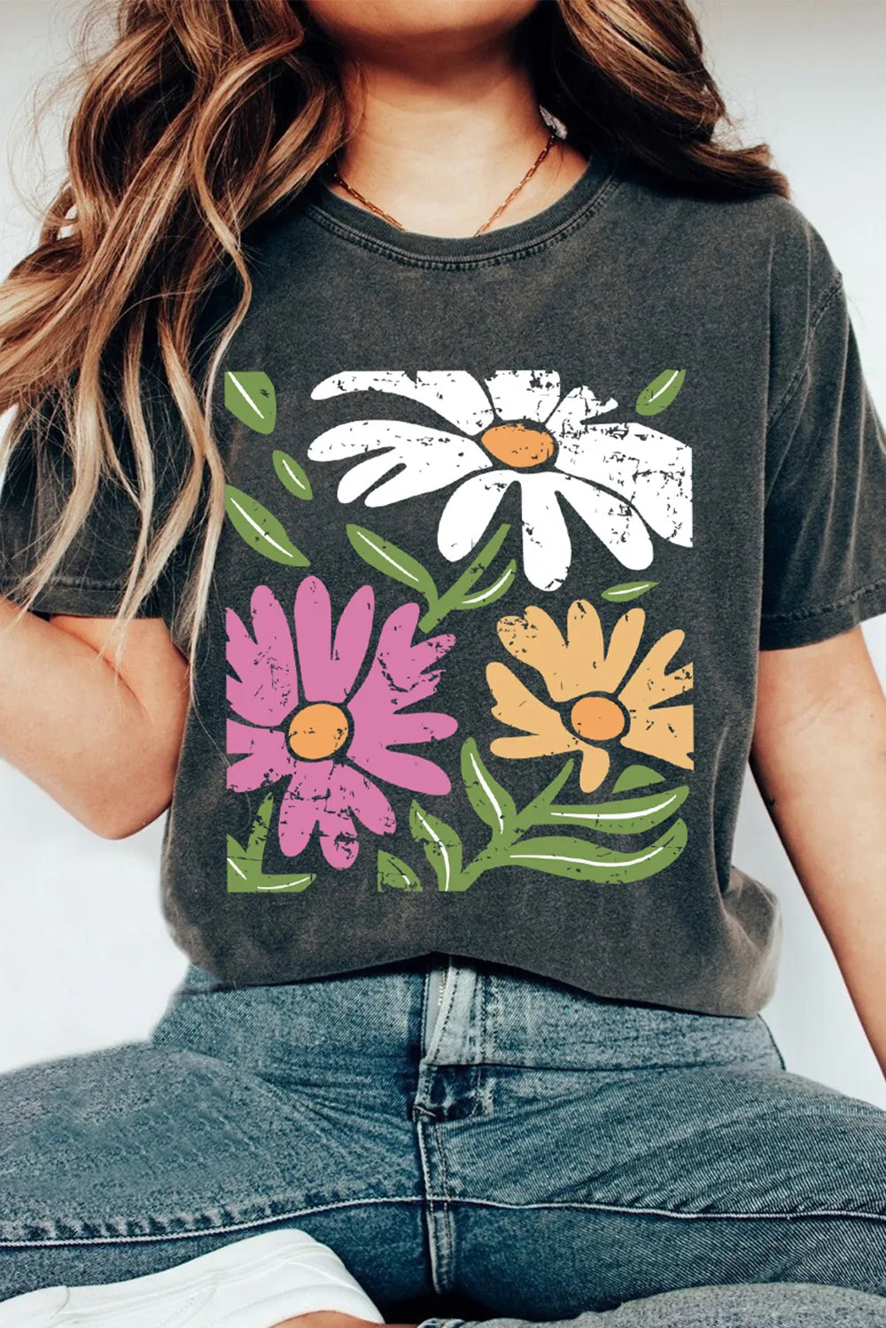 Flower Graphic Round Neck Short Sleeve T-Shirt – Trendsi | ClozArt