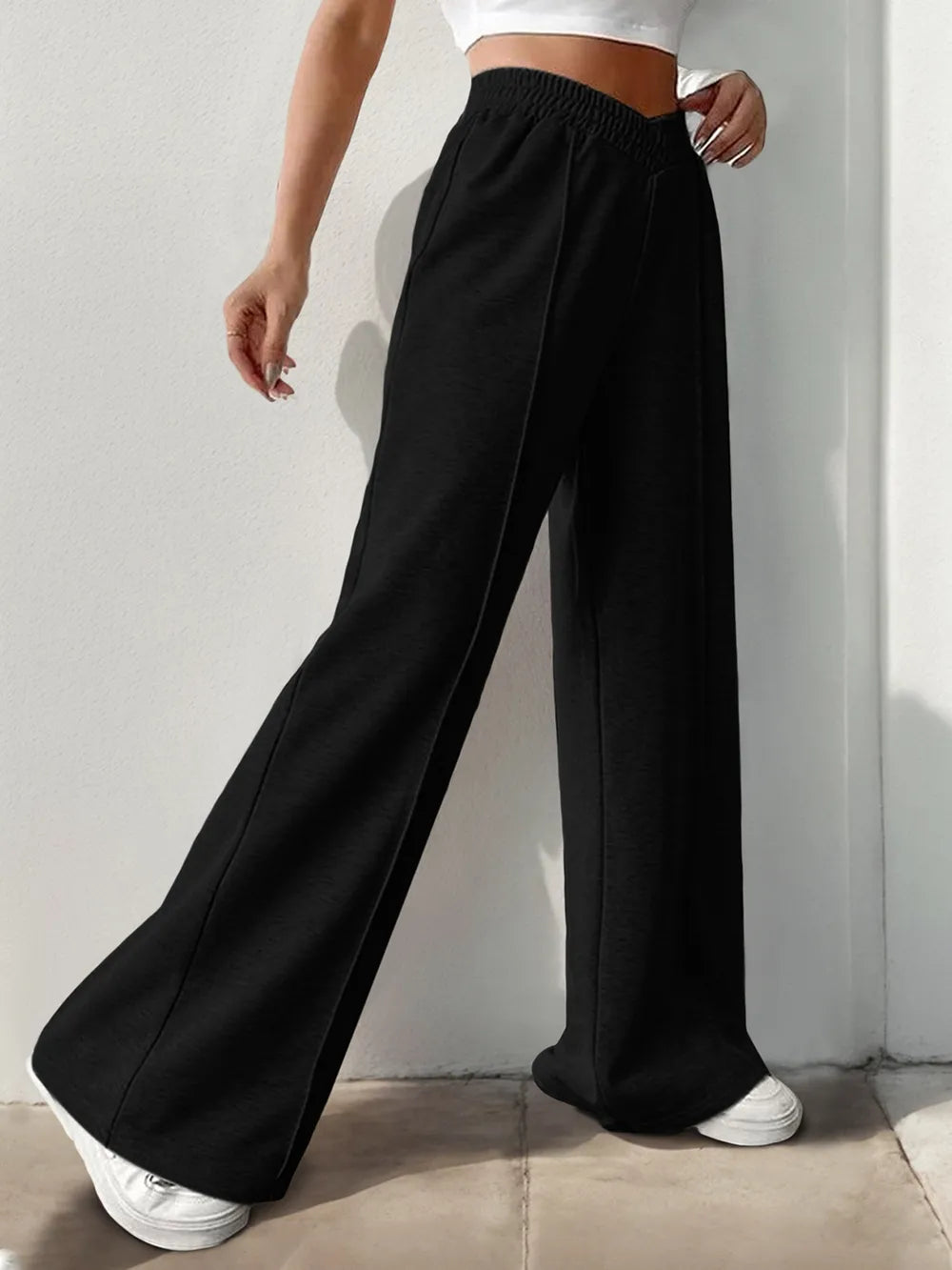 Elastic Waist Wide Leg Pants – Trendsi | ClozArt