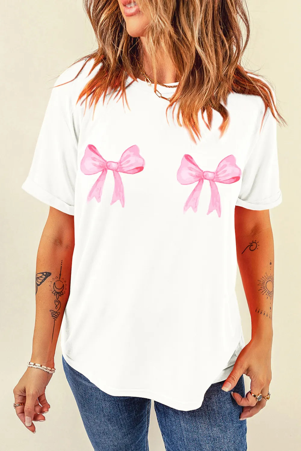 Bow Graphic Round Neck Short Sleeve T-Shirt – Trendsi | ClozArt