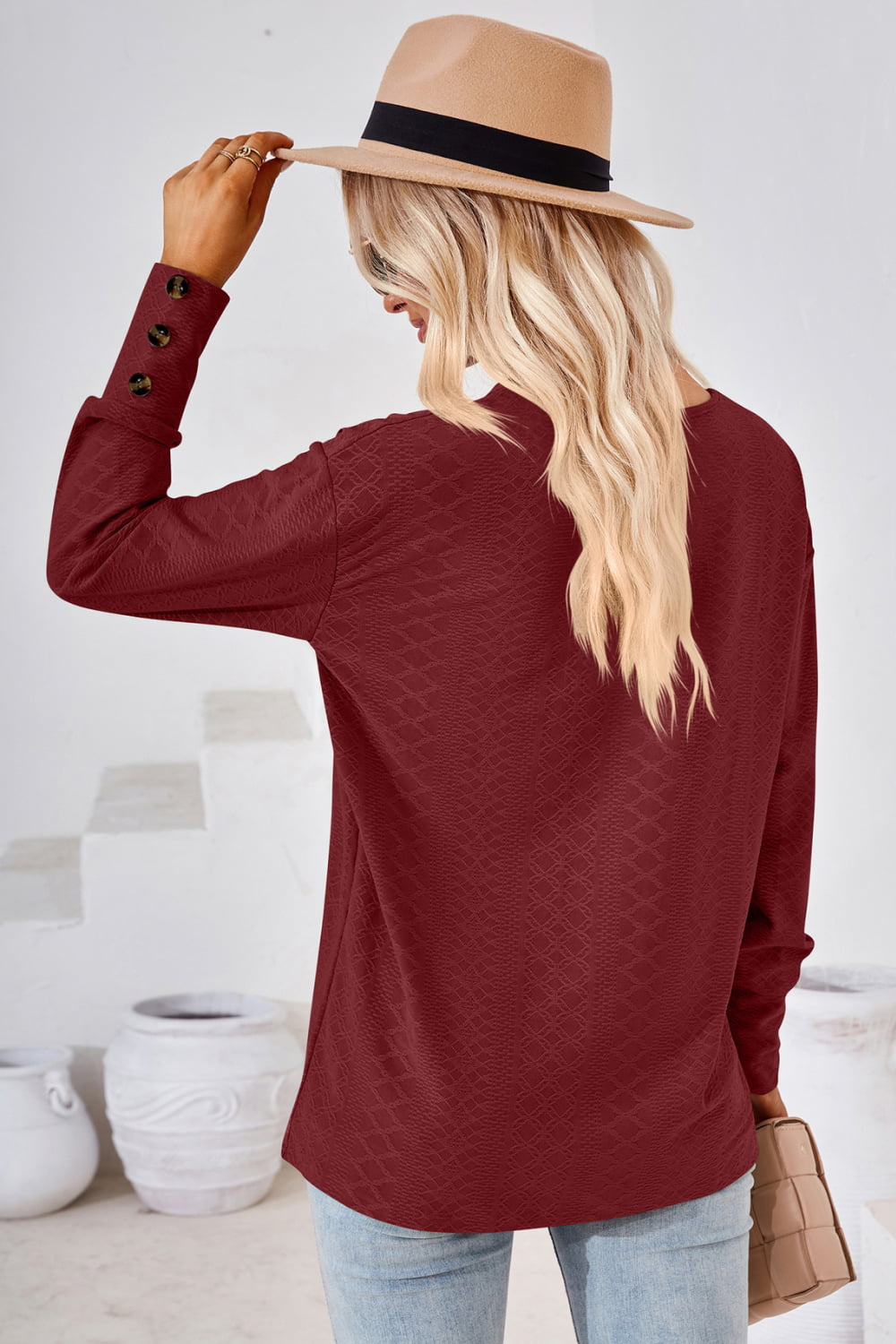 V-Neck Long Sleeve Blouse – Trendsi | ClozArt