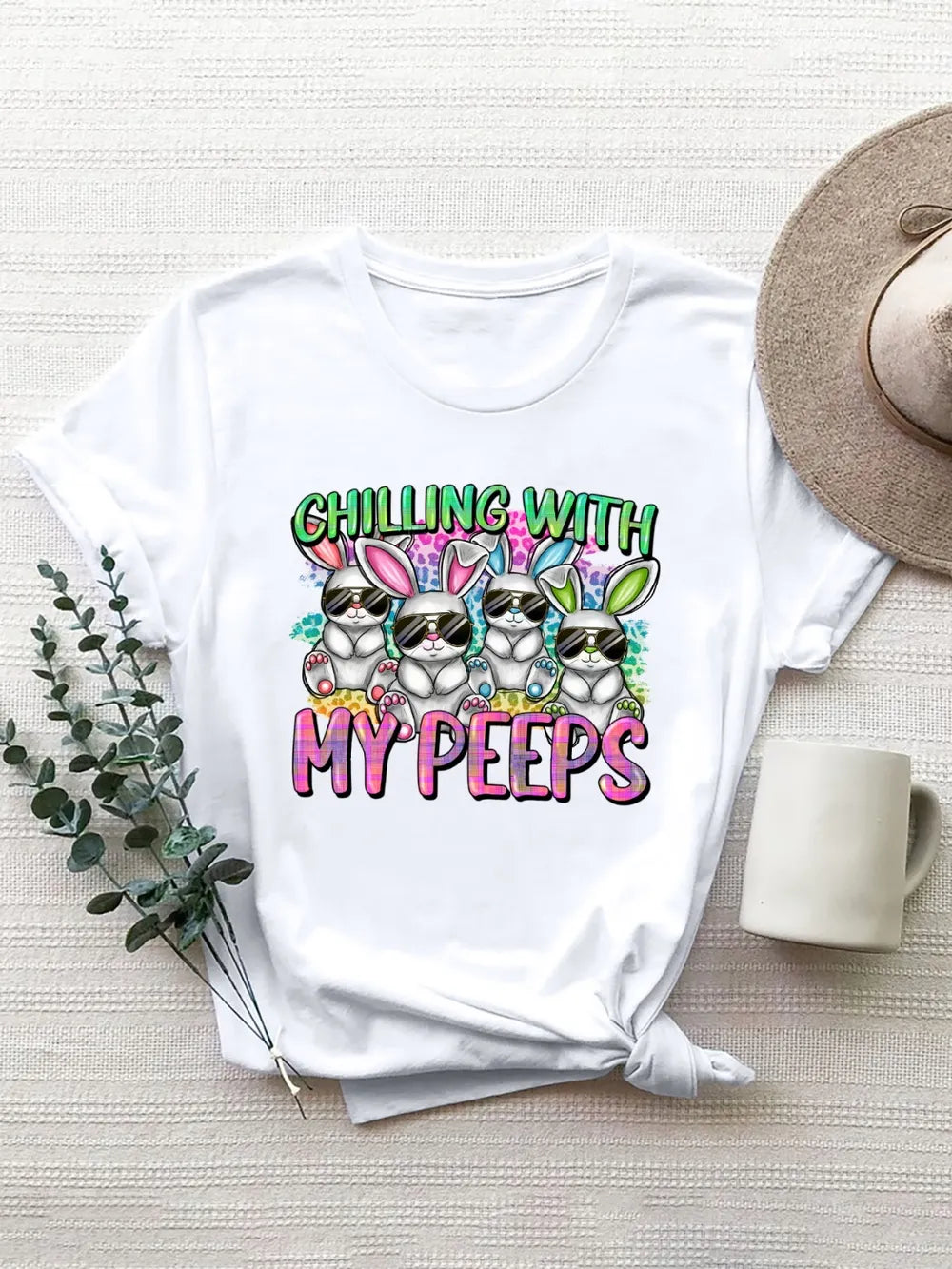 CHILLING WITH MY PEEPS Round Neck T-Shirt – Trendsi | ClozArt