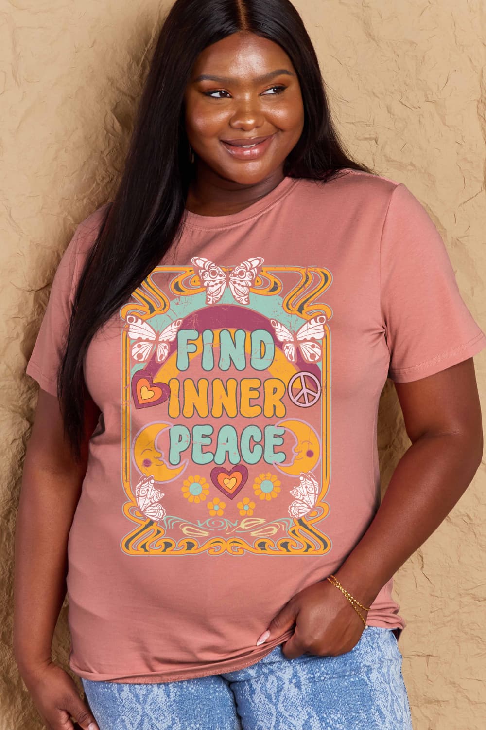 Simply Love Full Size FIND INNER PEACE Graphic Cotton T-Shirt – Trendsi | ClozArt