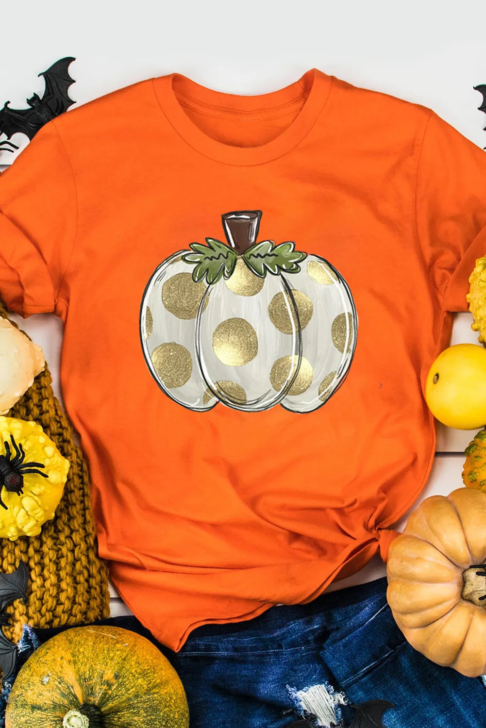 Pumpkin Graphic Round Neck Short Sleeve T-Shirt – Trendsi | ClozArt