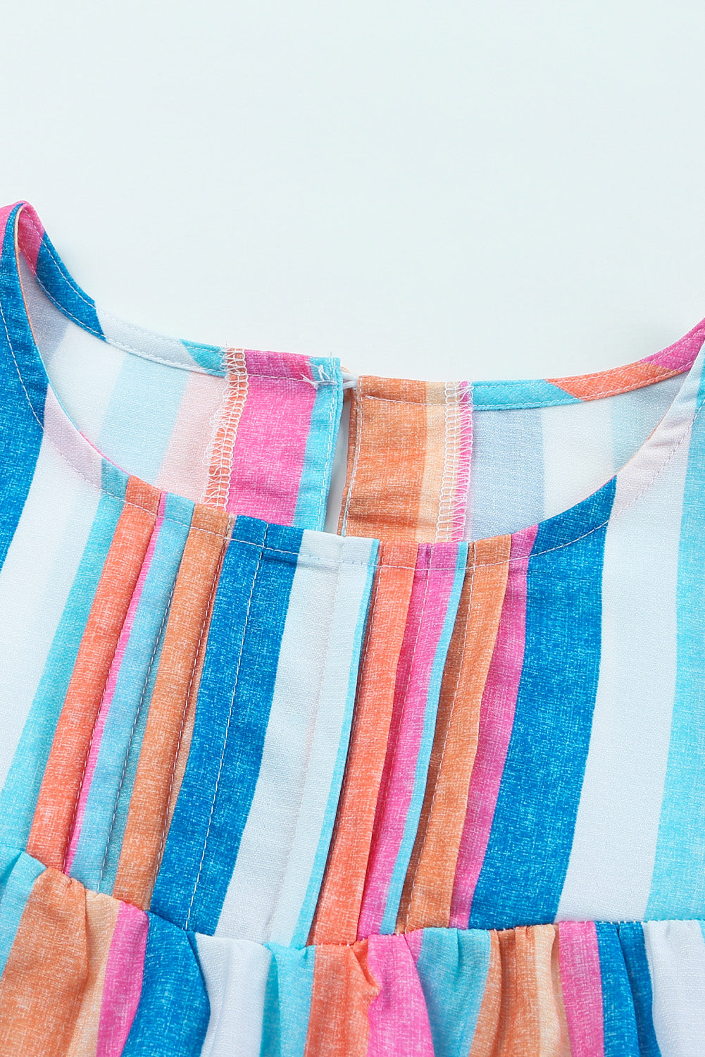 Multicolored Stripe Flutter Sleeve Blouse – Trendsi | ClozArt