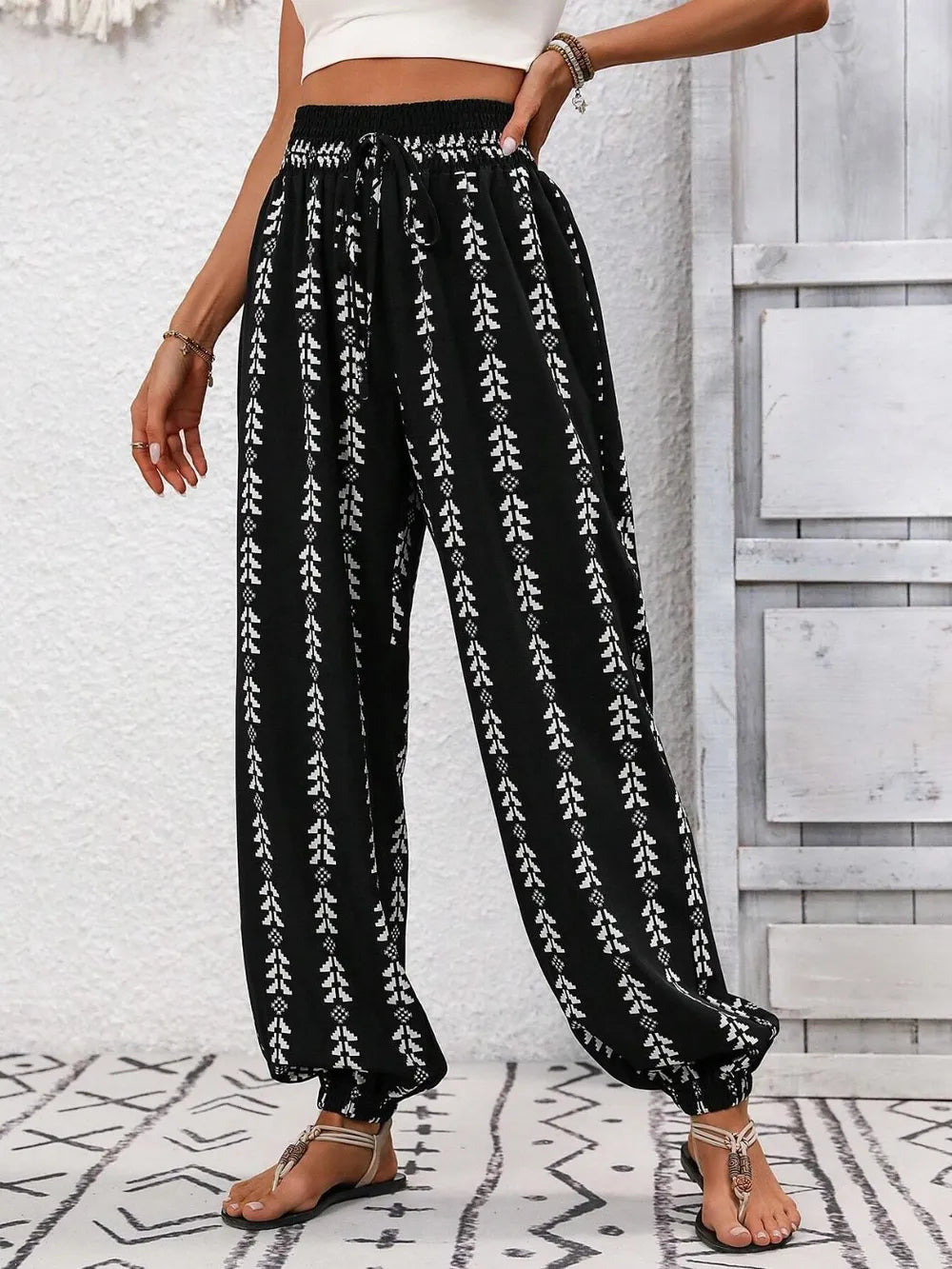 Tied Printed High Waist Pants – Trendsi | ClozArt