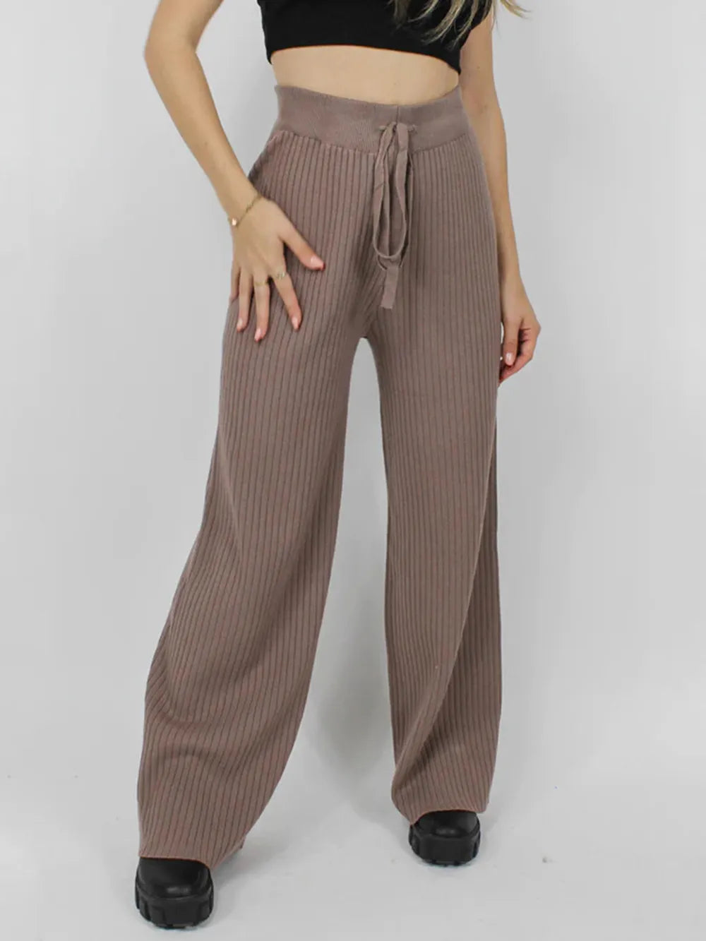 Ribbed Wide Leg Sweater Pants – Trendsi | ClozArt